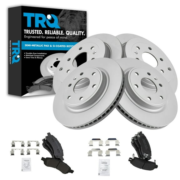 TRQ Front & Rear Metallic Disc Brake Pads & G-Coated Rotor Kit Fits Select GM SUV New