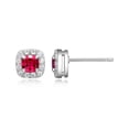 thumbnail image 2 of Forever Facets Women's Platinum over Sterling Silver Created Ruby and CZ Stud Earrings, 2 of 6