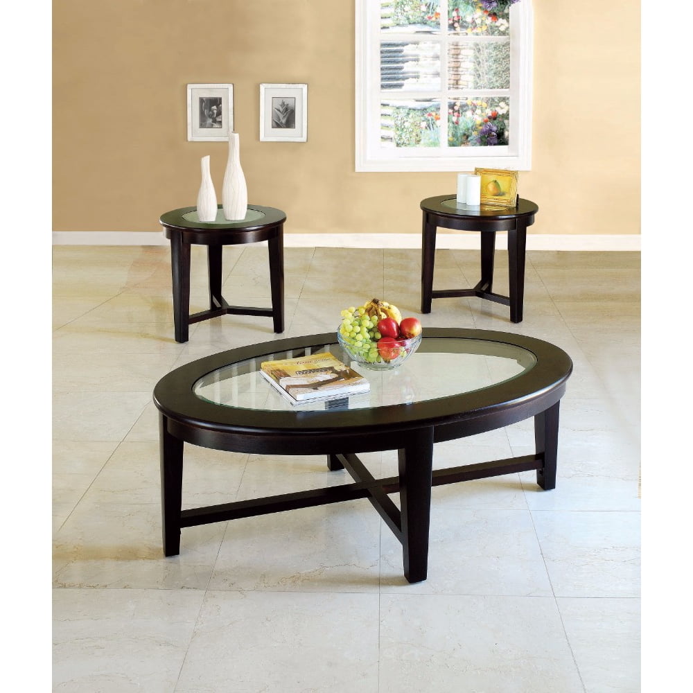 Coffee/End Table Set, Espresso Brown, Pack of 3 Pieces