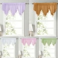 thumbnail image 5 of HCBY Lace Valance Swag Curtain 51 Inch Scalloped Sheer Curtain Panels with Crystal Beads - Rod Pocket Farmhouse Window Treatment for Kitchen Bedroom 3pcs Boho Chic Drape Decor White, 5 of 5