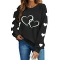 thumbnail image 2 of Avrnliq Womens Valentine's Day Sweatshirt for Her - Black Oversized Hoodie Romantic Heart Print, Cute Matching Couple Gift, Soft Fleece Pullover,Size XS, 2 of 8