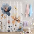 thumbnail image 2 of Shower Curtain Watercolor Flowers Leaf Shower Curtains for Bathroom Decor, Waterproof Polyester Shower Curtain Set with Hooks, Standard Size 72" x 72" Blue Pink Floral Plant, 2 of 9