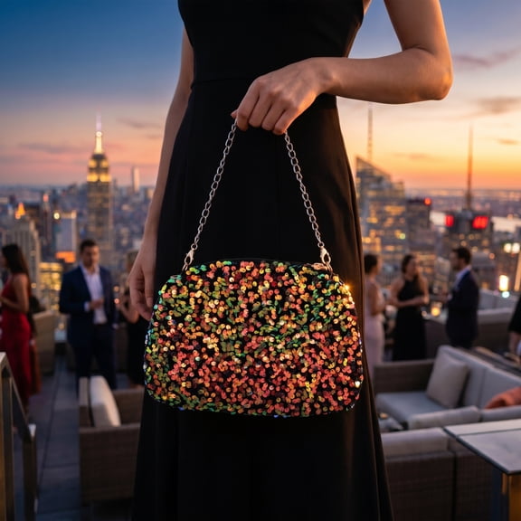 DRAFIDEEP Sequin Evening Crossbody Bag for Prom, Banquets, and Special Occasions