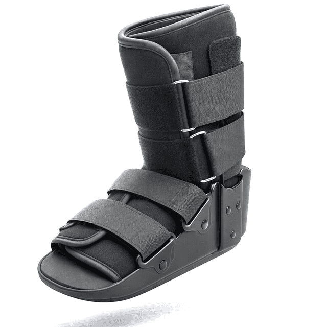 Bota Walker Corta BW-7701 Férula para Esguince y Fractura de Pie con Soporte Rígido de Aluminio a 90° para Recuperación | Altura 28 cm, Color Negro