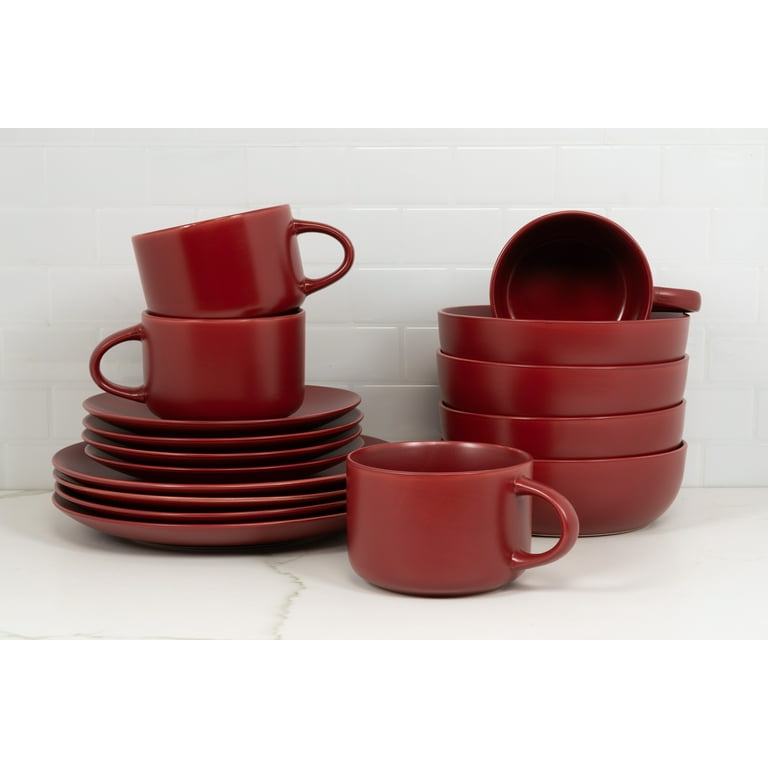 10 Strawberry Street Wazee Matte 16 Pieces Coupe Dinnerware Set