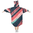 thumbnail image 2 of FORMRS Wearable Blanket Hoodie with Sleeves for Kids Cozy Flannel Sweatshirt, Pink Geometric, 2 of 7