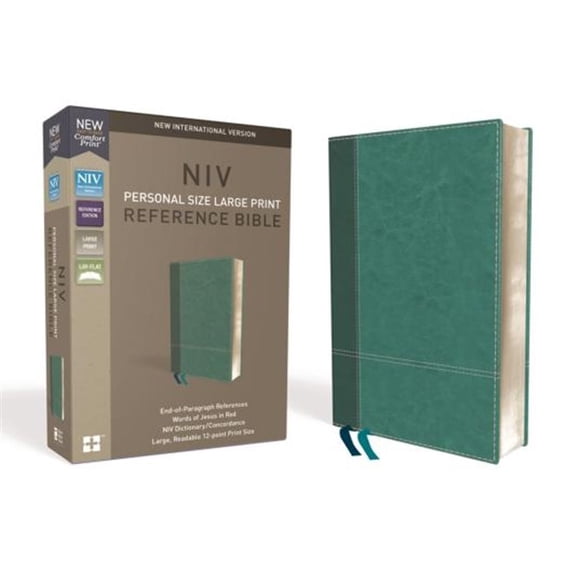 Pre-Owned NIV, Personal Size Reference Bible, Large Print, Imitation Leather, Blue, Red Letter Edition, Comfort Print (Unknown) 031044974X 9780310449744