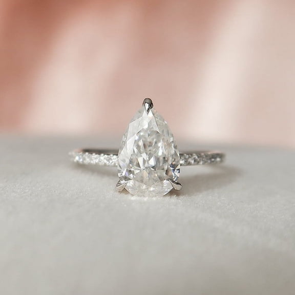 Silvago Jewel Oval Cut Excellent 2.1 Ct Diamond Ring For Women's - Silver 14k White Gold Over Ring - Solitaire with Accent Diamond Rings for Her - Solitaire Eternity Band Diamond Rings for He