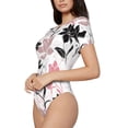 thumbnail image 2 of The Xecao Lilies Flowers Women's Crew Neck Body Suit, a short-sleeved bodysuit and basic swimsuit, both comfort and style for dating and daily life, 2 of 9