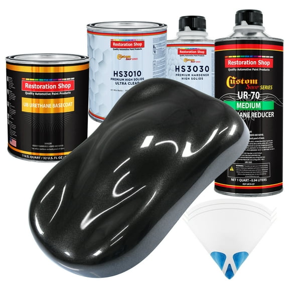Black Sparkle Metallic Premium Quart URETHANE BASECOAT CLEARCOAT Auto Paint Kit