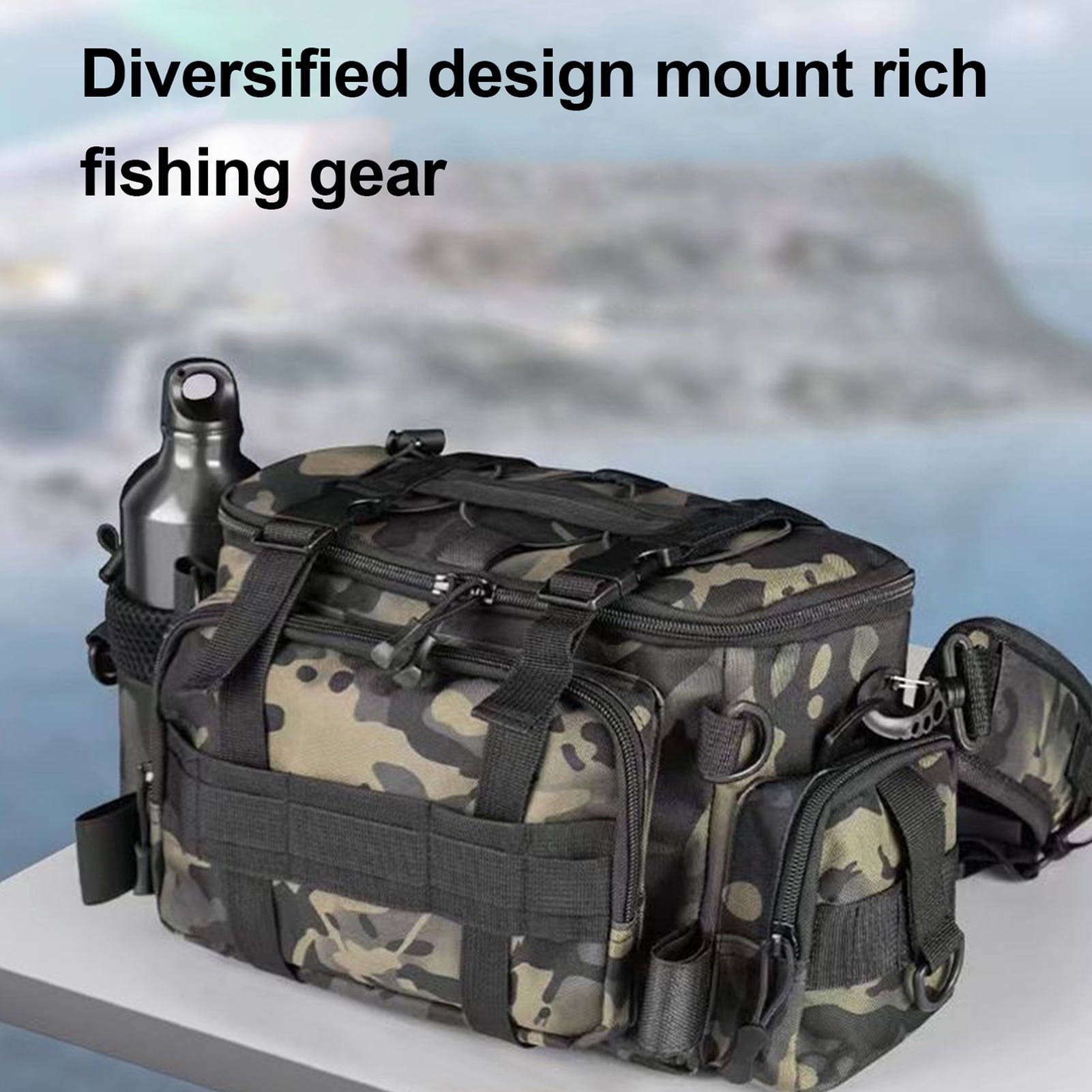 Eoperou Large Capacity Fishing Gear Bag: Waterproof Oxford Cloth Multi-Pocket Portable Fishing Accessories Organizer