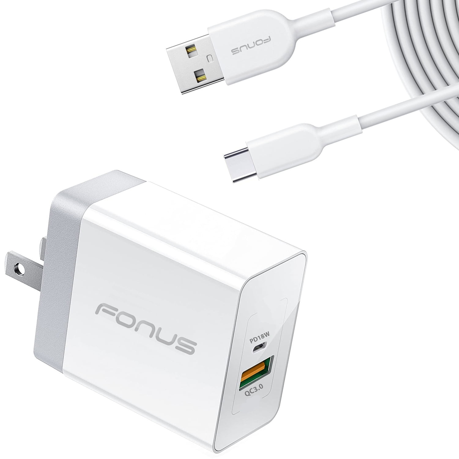 Fast Type-C 36W PD Home Charger for Samsung Galaxy S24 FE - 6ft Long Cable USB-C Power Cord QC3.0 Adapter Wall for Galaxy S24 FE