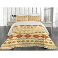 thumbnail image 2 of Ambesonne Aztec Quilted Coverlet 3 Pcs, Mexican Boho, Queen Size, Yellow Orange, 2 of 4