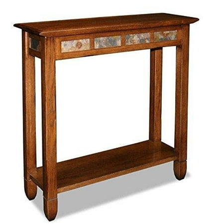 Rustic Sofa ModHaus Living Modern Rustic Oak Narrow Sofa Table Console Hall Stand Rectangle Wooden Brown Finish with Slate Tiles - Includes Pen ()
