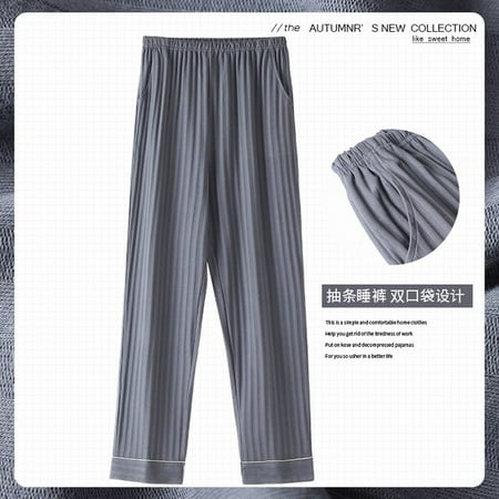 

QWZNDZGR Spring Summer Knitted Casual Striped Pants 4XL Sleepwear Men s Pajama Pants Trousers for Men Pajamas Male Comfortable Home Pants