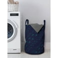 thumbnail image 3 of Abstract Laundry Bag, Print of Green Toned Bird Footprints Dark Colors Background Illustration, Basket with Handles Drawstring Closure for Laundromats, 13" x 19", Navy Blue and Teal, by Ambesonne, 3 of 4