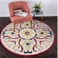 thumbnail image 6 of Ox Bay Talia 6' Round Ivory/Red Medallion Wool Indoor Area Rug, 6 of 7