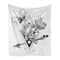 thumbnail image 1 of Alchemy Soft Flannel Fleece Throw Blanket, Mystic of Flowers Triangles and Boho Arrows with Modern Influences, Cozy Plush for Indoor and Outdoor Use, 60" x 80", Charcoal Grey White, by Ambesonne, 1 of 5