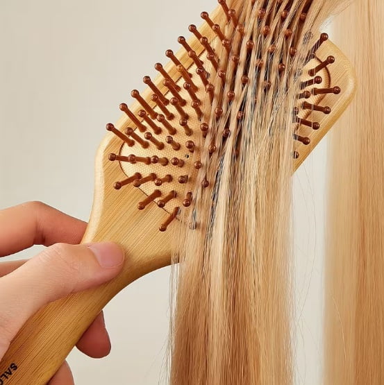 Bamboo Hair Brush - Scalp Massage Detangler for Wet and Dry Hair - Eco-Friendly Paddle Comb for Men and Women
