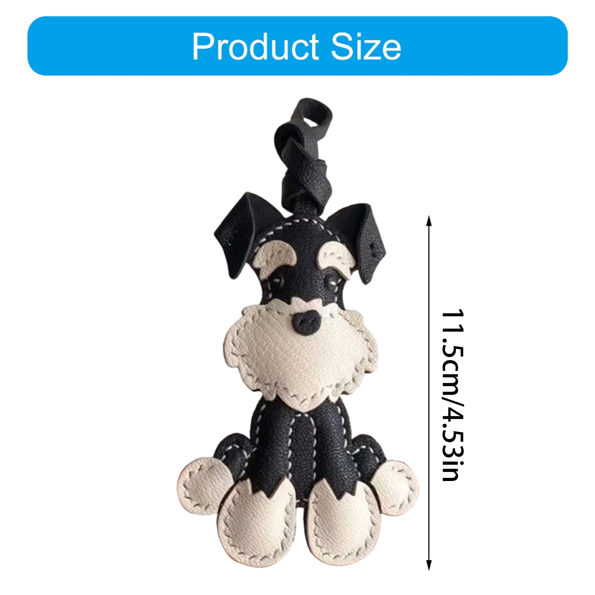Stylish Leather Schnauzer Key Rings Sturdy Schnauzer Enthusiasts' Leather Keychain Handmade Key Decoration