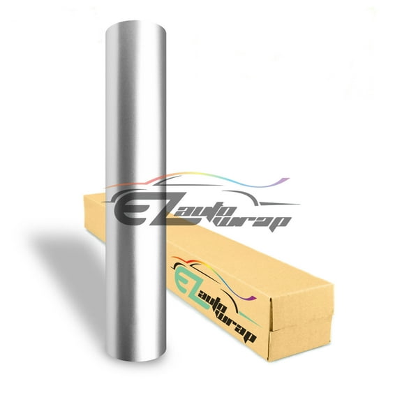 EZAUTOWRAP Premium High Gloss Metallic Silver Car Vinyl Wrap Sticker Decal Bubble Free