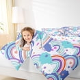 thumbnail image 5 of Feelyou Cartoon Blue Rainbow Bedding Comforter Set for Kids, Dreamy Starry Sky Cloud Twin Comforter Sets, Cute Love Heart Reversible Bedding Set, Breathable Home Decor, 2 Pieces, 5 of 9