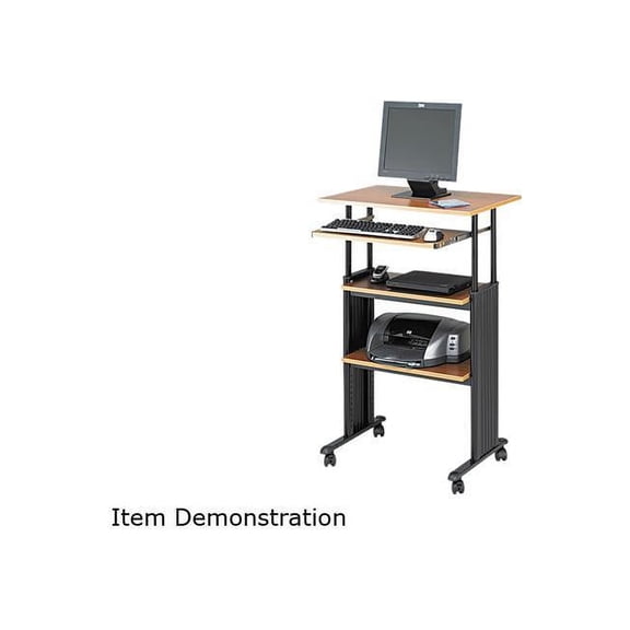 Safco MÜV Standing Height Adjustable Wood Workstation in Medium Oak
