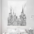 thumbnail image 1 of Modern Decor Tapestry, European City Landscape Sketchy Artistic Painting with Landsmarks Image, Wall Hanging for Bedroom Living Room Dorm Decor, 60W X 80L Inches, Black and White, by Ambesonne, 1 of 2
