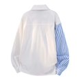 thumbnail image 5 of Men’s Loose‑Fit Asymmetrical Striped Patchwork Shirt, Oversized Color‑Block Long Sleeve Lapel Shirt Jacket, Comfort‑Focused Top For Daily Outings Dating And Light Outdoor Use, 5 of 6