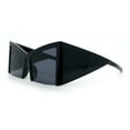 thumbnail image 6 of Womens Oversized Triangular 80s Vibe Thick Temple XL Cat Eye Sunglasses All Black, 6 of 8