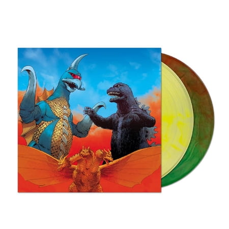 Godzilla vs Gigan 1972 Soundtrack Exclusive Yellow Green Brown Swirl 2x LP Vinyl