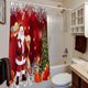 thumbnail image 3 of Juego de cortina de ducha navideña azul, adornos navideños para el árbol de Navidad, Papá Noel en la noche estrellada, cortina de tela para baño con ganchos, 72 x 72, 3 of 5