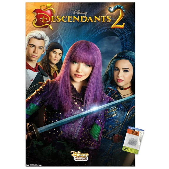 Disney Descendants 2 - One Sheet Wall Poster with Push Pins, 22.375" x 34"