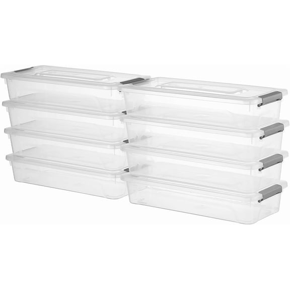 4 Quart Clear Plastic Storage Containers with Lids (8 Pack)