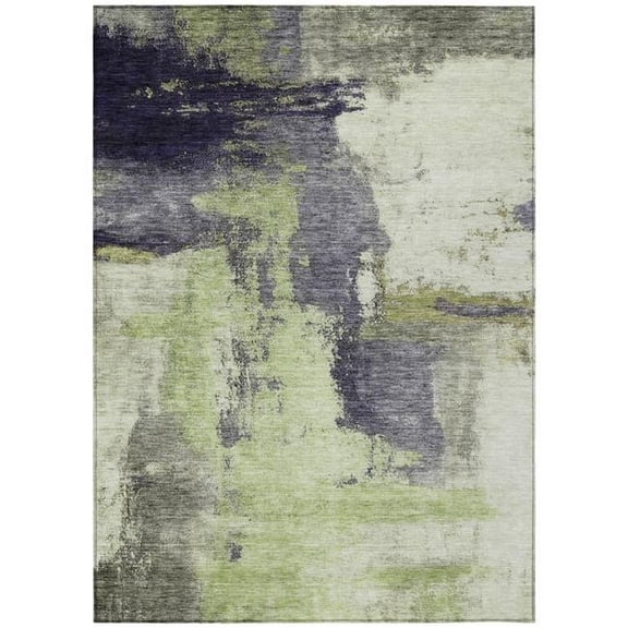 HomeRoots 602957 3 x 5 ft. Fern Green, Gray & Black Abstract Washable Indoor & Outdoor Rectangle Area Rug