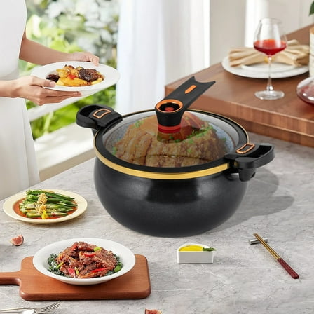 Quick Cooking Micro Pressure Cooker, Safe Relief Valve,  8L Non-Stick Pot for Family Meals