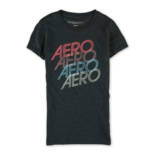 Camiseta gráfica Aeropostale Mujer Neon apilada Negro XS