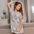 thumbnail image 3 of Fotbe Various Rabbits Pattern Women's Cotton Nightgown Sleepwear Short Sleeves Shirt Casual Print Sleepdress, 3 of 6