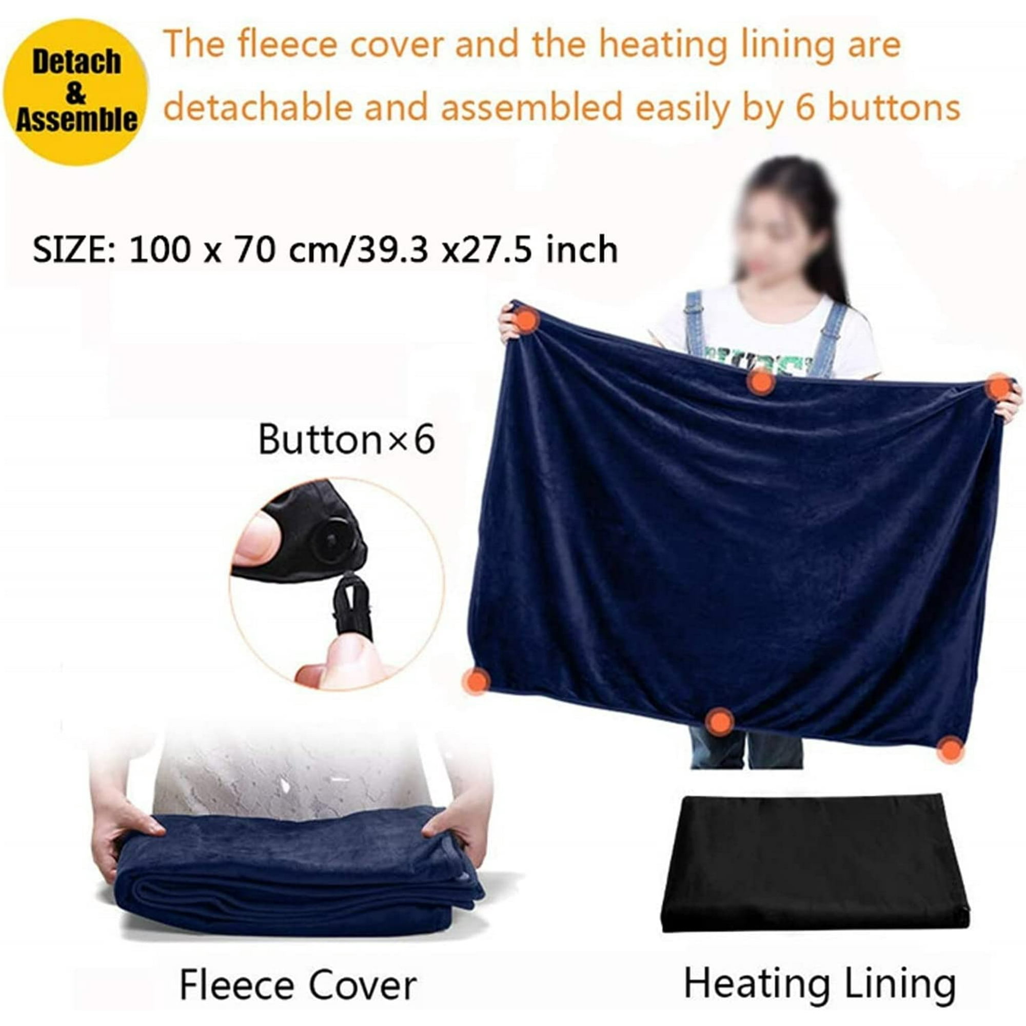 Deandawn Wearable Electric Blanket Portable Poncho Wrap Cordless Rechargeable Heated Shawl Blanket Super Soft Warm Flannel Home Office Travel Use