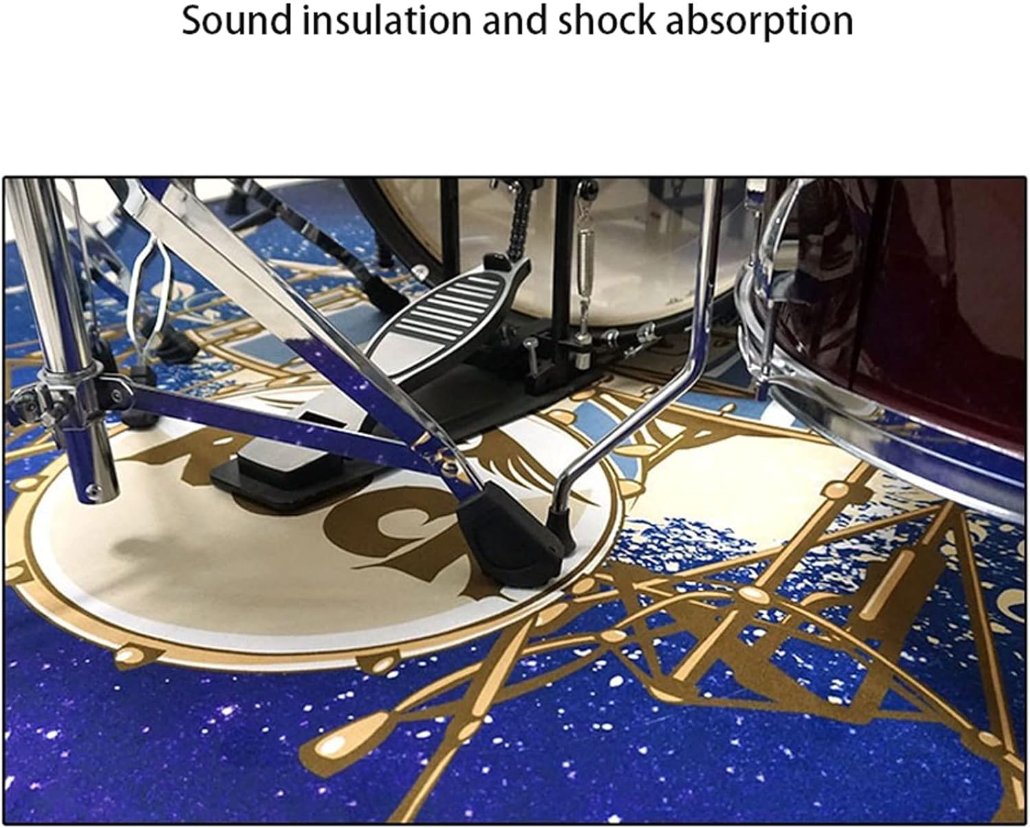 Tapis Pour Batterie Acoustique 160x120 Cm - Antidérapant, Insonorisant (Épaisseur 6.8 Mm), Pour Grosse Caisse, Percussions (Studio, Scène, Maison)