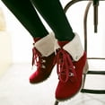 thumbnail image 3 of Winter Snow Combat Boots for Women 2025 Fashion Fleece Lined Warm Chunky High Heels Mid Calf Dress Ankle Booties, 3 of 8