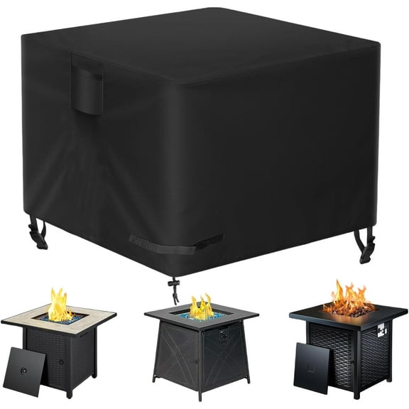 Katinyos 30inch Fire Pit Cover, 420D Heavy Duty Fire Table Cover with Air Vent & Adjustable Drawstring, Grill Cover for Fireplace Cover & Fire Pit Table