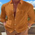 thumbnail image 2 of Solid Color Long Sleeve Corduroy Shirt for Men  Casual Slim Fit Tops, 2 of 9