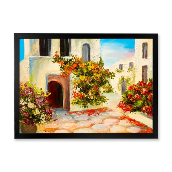 Designart 'The Mountain With Flowers With Little House I' Nautical & Coastal Framed Art Print