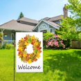 thumbnail image 5 of Welcome Fall Wreath Garden Flag Double Sided Colored Orange Autumn Maple Leaves Rowan Berries Lawn Banners for Indoor Outdoor Courtyard Decoration 12x 18 Inch, 5 of 6