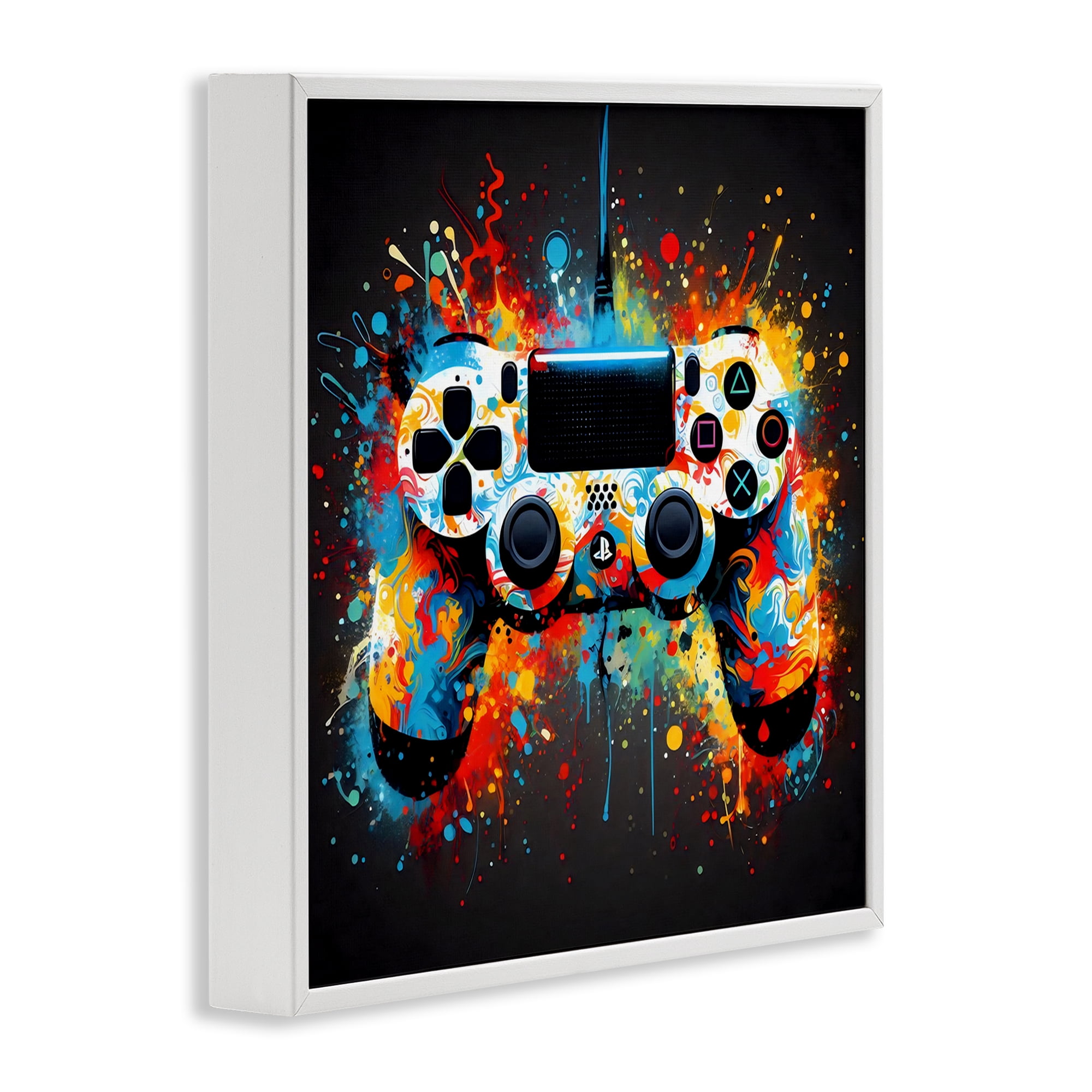 Stupell Industries Colorful Controller Swirl White Framed Giclee Art, design by Creative Studio