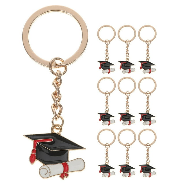 10 llaveros de graduación de 2025, llaveros metálicos con forma de birrete, regalos de graduación al por mayor, recuerdos de fiesta para llaves universitarias, mochilas, colores surtidos.