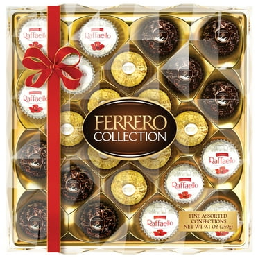 Ferrero Collection, 24 Count, Premium Gourmet Assorted Hazelnut Milk Chocolate, Dark Chocolate And Coconut, Holiday Gift Box, 9.1 oz