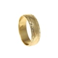 thumbnail image 2 of 14K solid yellow gold high polish custom hand engraved Hawaiian scroll 6mm ring size 3, 2 of 5
