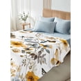 thumbnail image 4 of Vintage Botanical Twim Size Flat Sheet, Wrinkleproof & Fadeproof Cooling Flat Bed Sheet Only, Yellow Spring Floral Butterfly Breathable Soft Bedding Top Sheets 66 x 96 Inches, 4 of 8